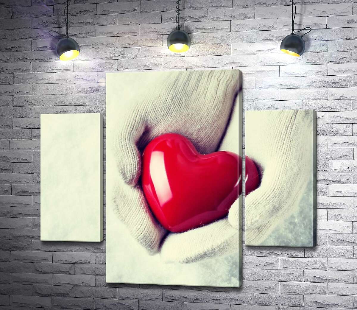 

Модульная картина ArtPoster Теплый цвет сердца на холодном фоне белых перчаток 100x89 см Модуль №7