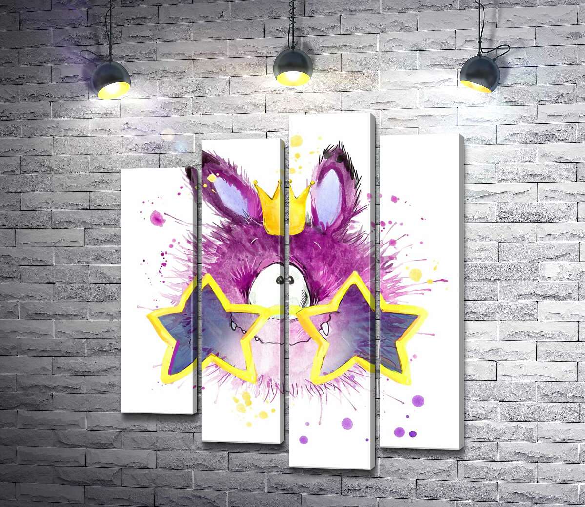 

Модульная картина ArtPoster Фиолетовый циклоп в короне и очках 100x119 см Модуль №21
