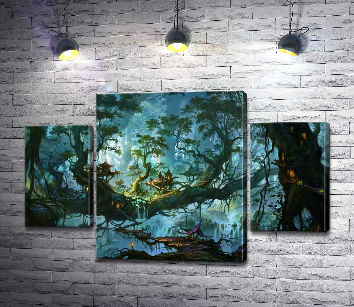 

Модульная картина ArtPoster Фантастический город в кронах лесных деревьев 131x83 см Модуль №7