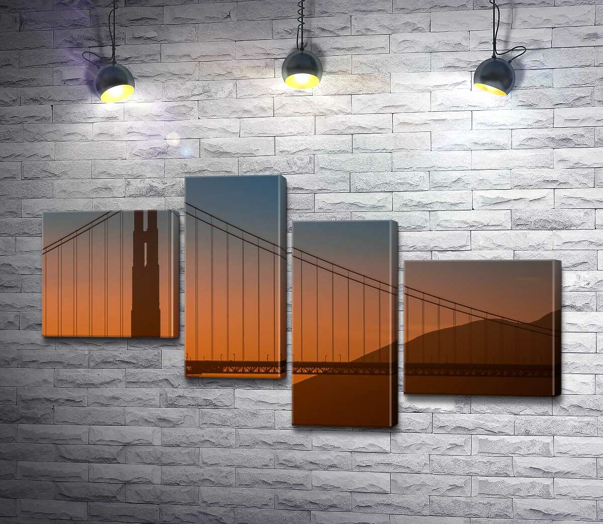 

Модульная картина ArtPoster Туманный вечер над мостом "Золотые ворота" (Golden Gate Bridge) 130x74 см Модуль №20