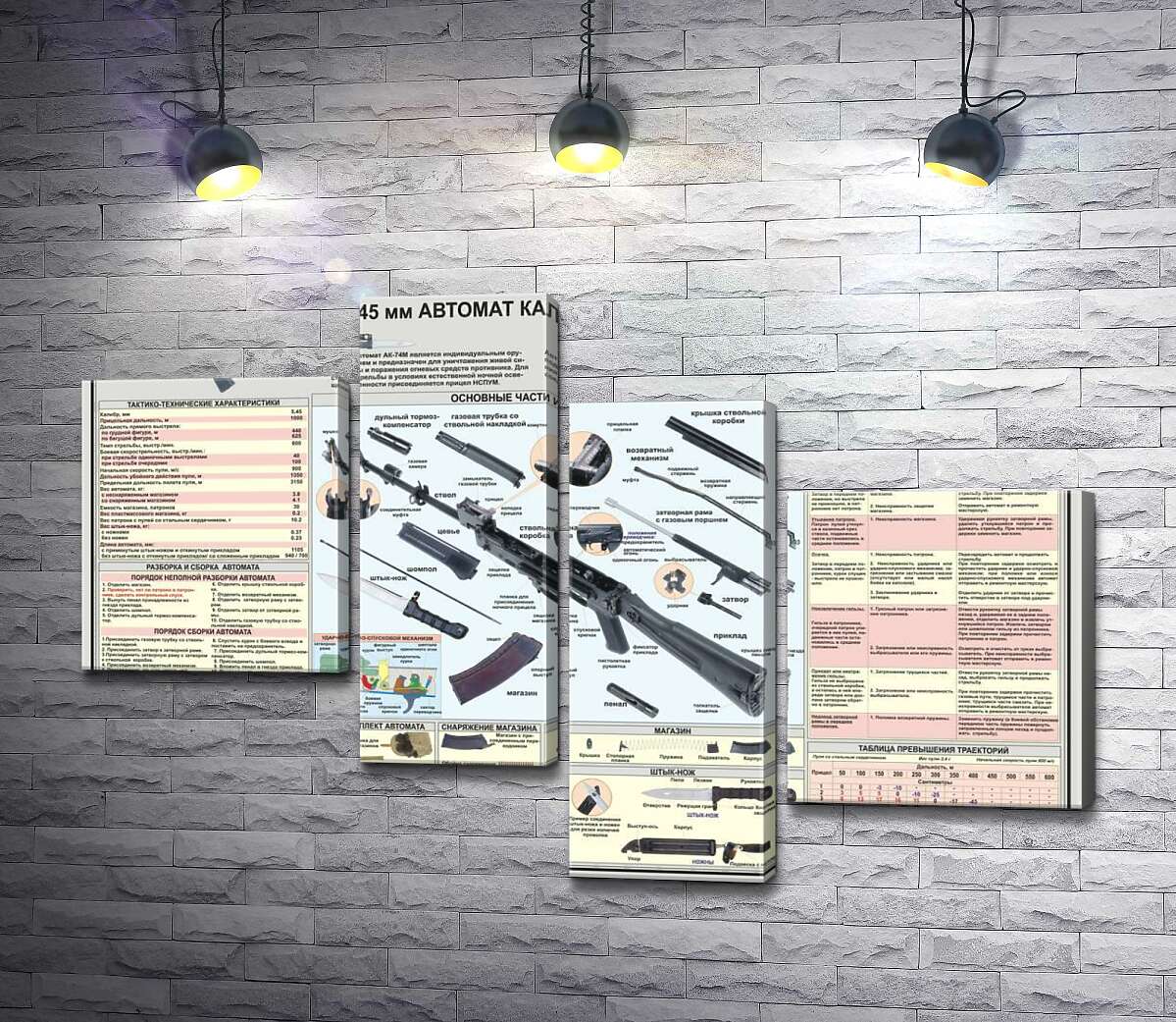 

Модульная картина ArtPoster Учебный плакат автомата Калашникова (АК – 74М) 130x89 см Модуль №20