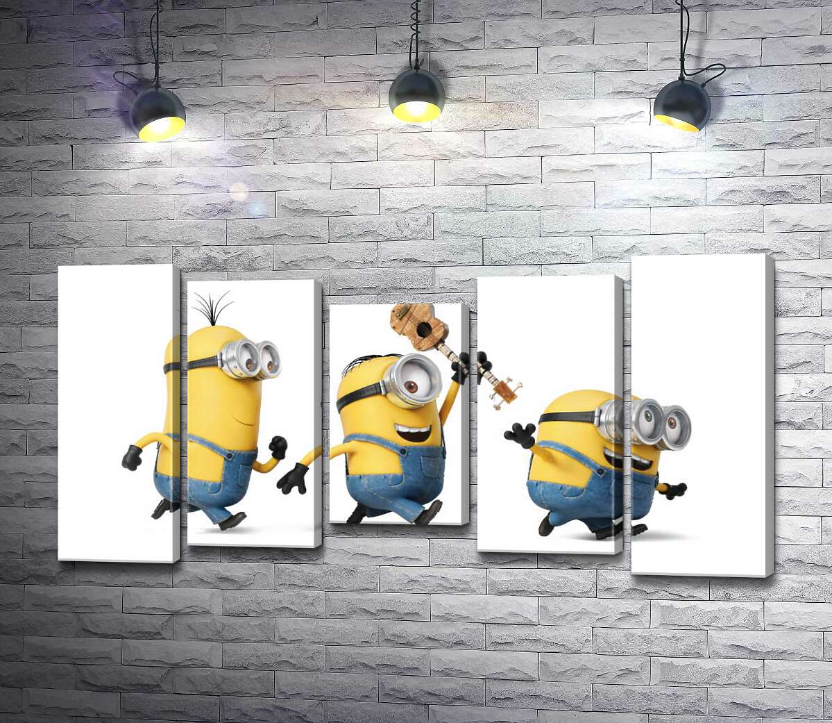 

Модульная картина ArtPoster Три веселых миньона бегут хулиганить 130x69 см Модуль №28