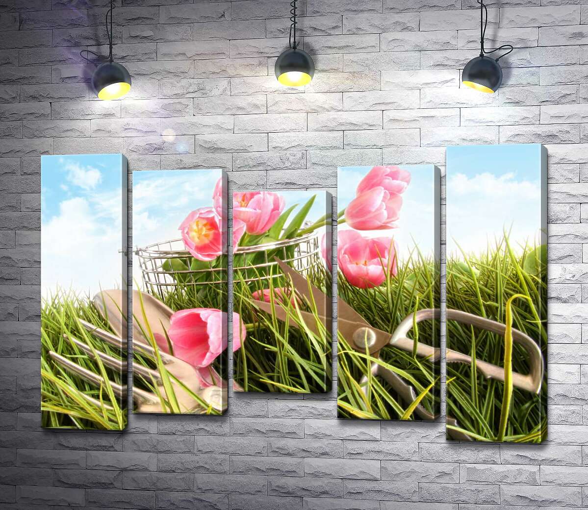 

Модульная картина ArtPoster Только срезанные тюльпаны потерялись в траве 100x69 см Модуль №28