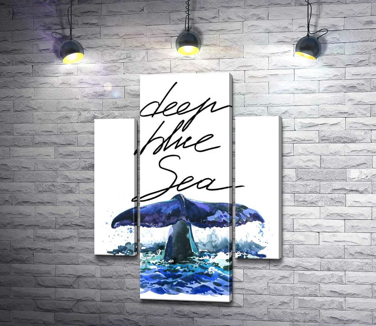 

Модульная картина ArtPoster Хвост кита над водной поверхностью рядом с надписью "deep blue sea" 80x110 см Модуль №7
