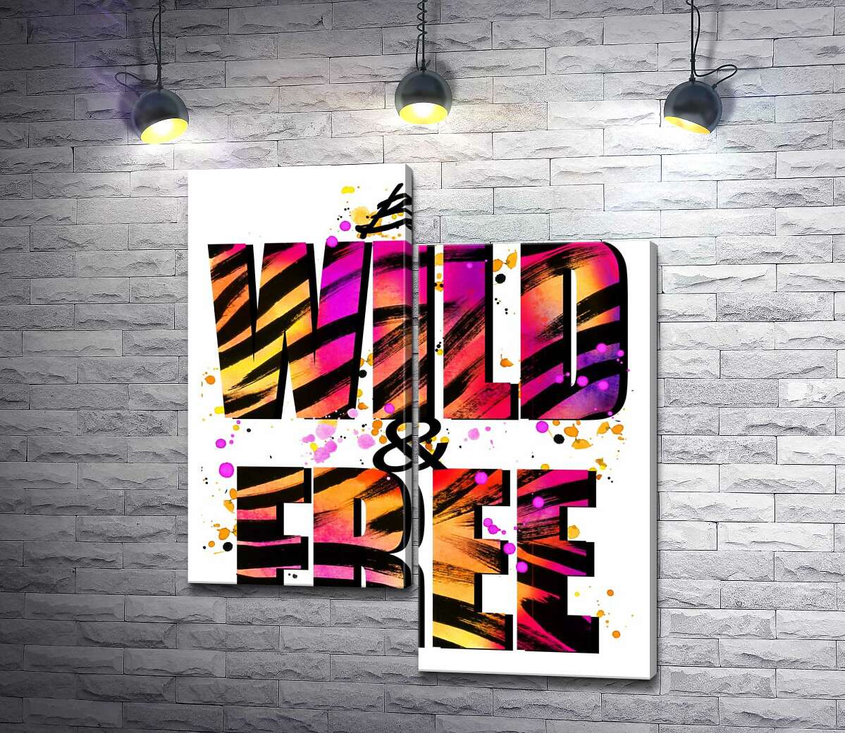 

Модульная картина ArtPoster Фиолетово-желтая яркость букв "be wild and free" 100x119 см Модуль №5