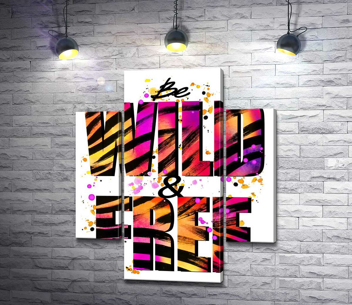 

Модульная картина ArtPoster Фиолетово-желтая яркость букв "be wild and free" 100x119 см Модуль №7