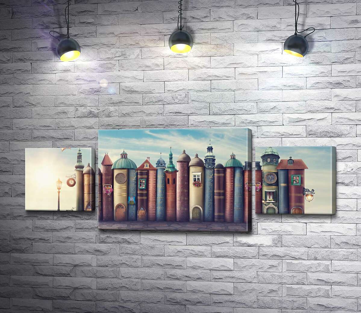 

Модульная картина ArtPoster Уютный город книг 131x50 см Модуль №7