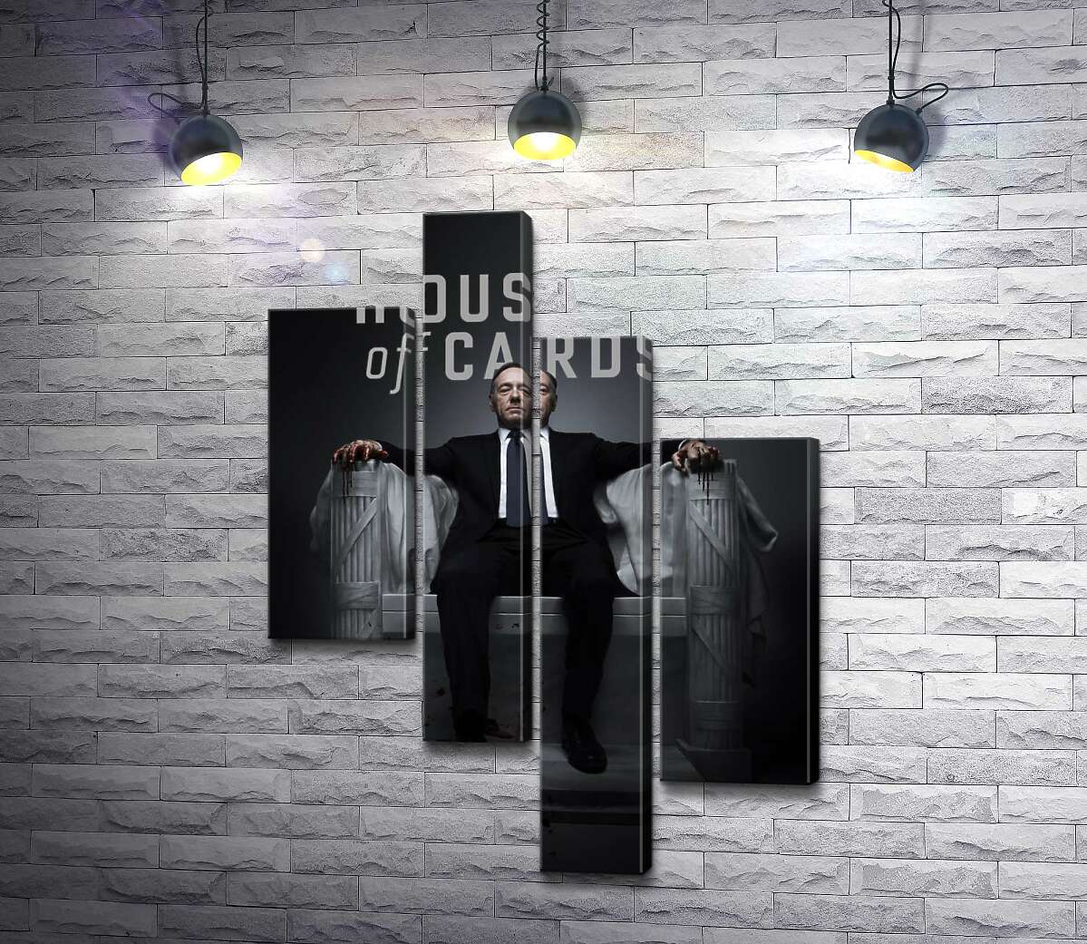 

Модульная картина ArtPoster Фрэнсис Андервуд на интригующем постере к фильму "Карточный дом" ("House of cards") 130x183 см Модуль №20