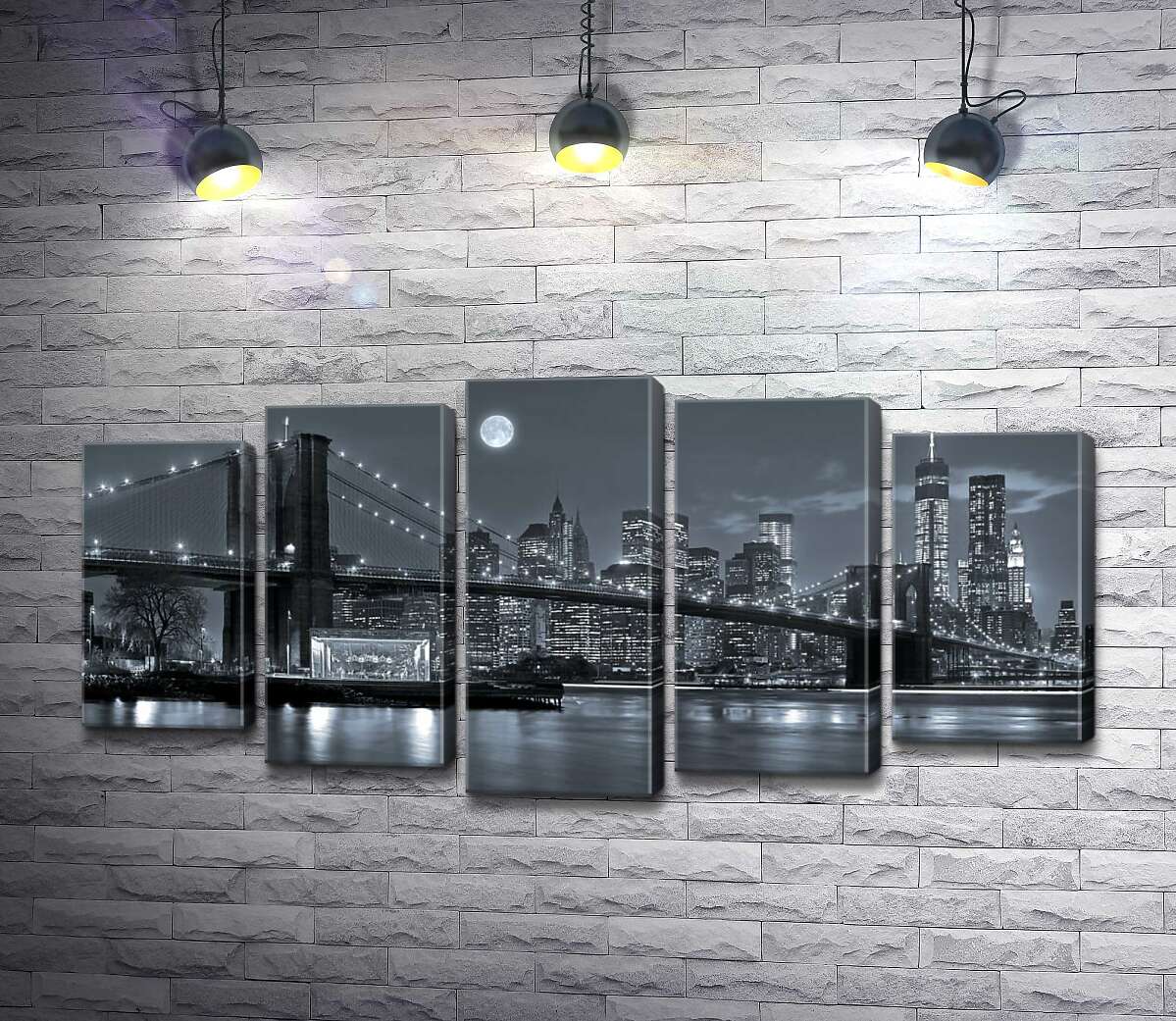 

Модульная картина ArtPoster Тусклый вечер у Бруклинского моста (Brooklyn Bridge) 100x50 см Модуль №26