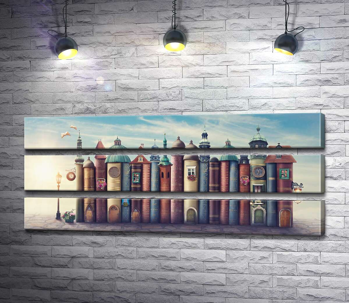 

Модульная картина ArtPoster Уютный город книг 158x60 см Модуль №13