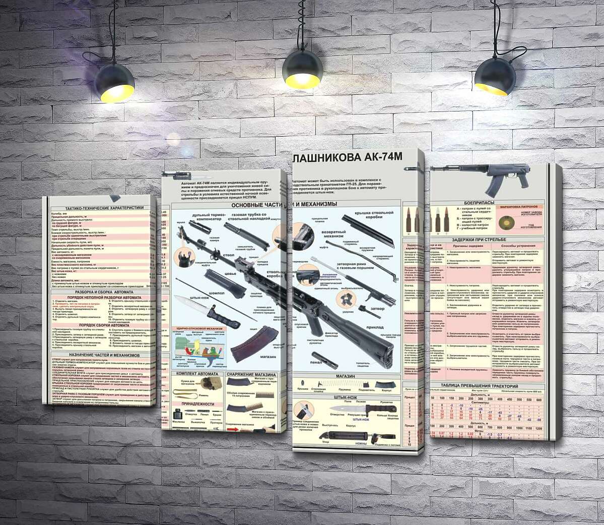 

Модульная картина ArtPoster Учебный плакат автомата Калашникова (АК – 74М) 100x69 см Модуль №21