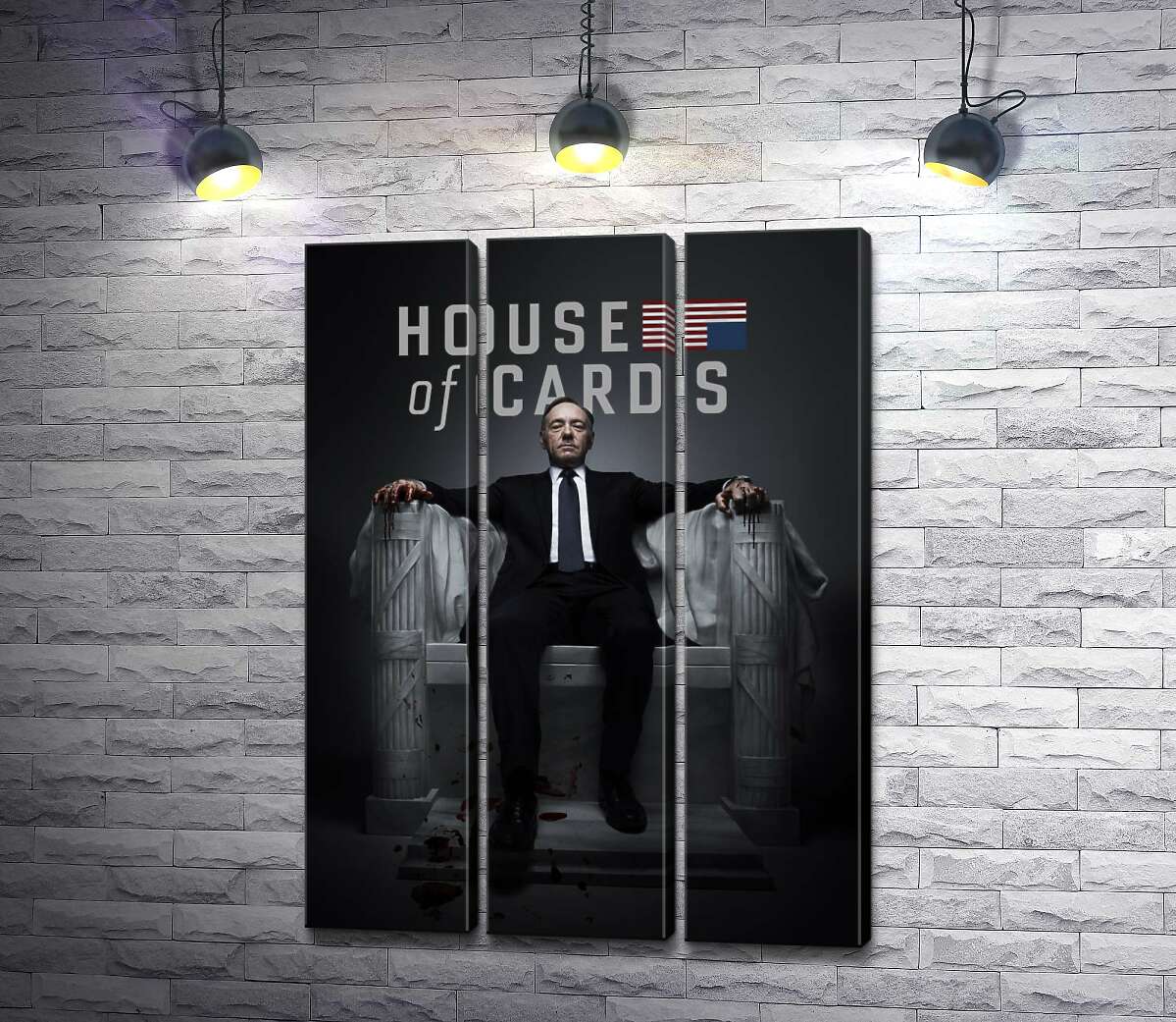 

Модульная картина ArtPoster Фрэнсис Андервуд на интригующем постере к фильму "Карточный дом" ("House of cards") 132x181 см Модуль №11
