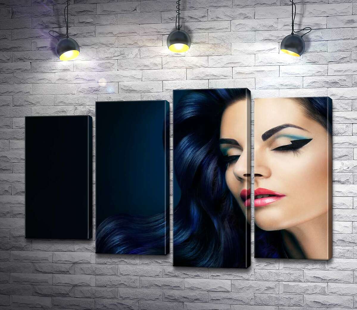 

Модульная картина ArtPoster Угольный шелк черных волос и молочно-нежное лицо девушки 132x88 см Модуль №21