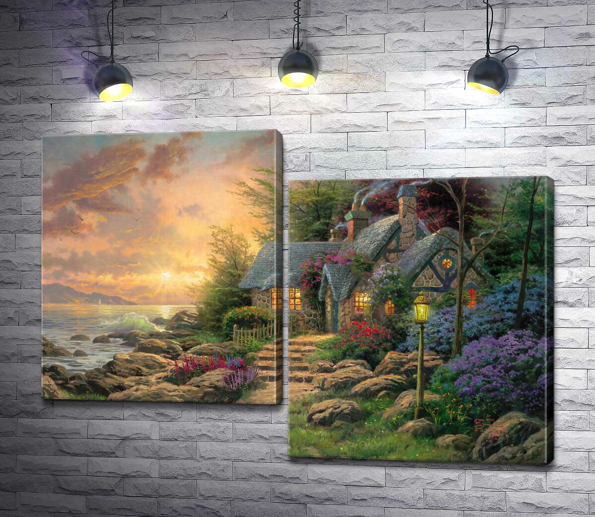 

Модульная картина ArtPoster Укрытие на берегу моря (Seaside Hideaway) - Томас Кинкейд (Thomas Kinkade) 130x93 см Модуль №5