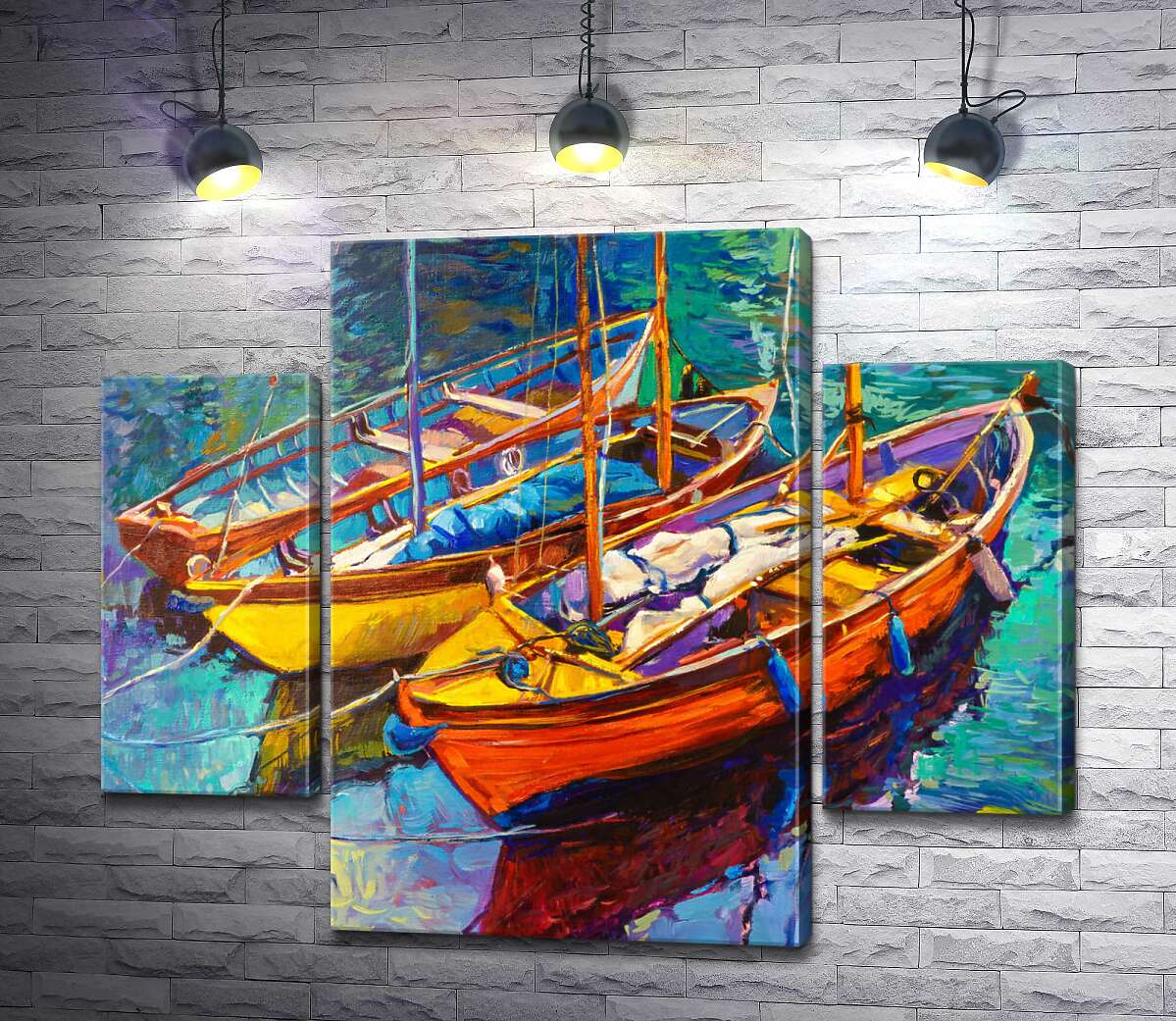 

Модульная картина ArtPoster Три лодки на воде 131x105 см Модуль №7