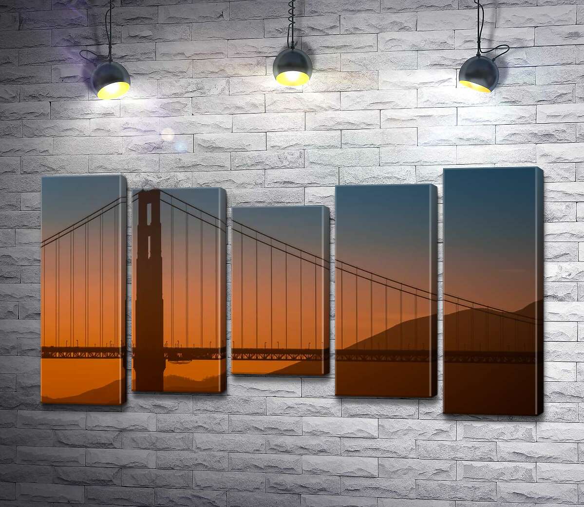 

Модульная картина ArtPoster Туманный вечер над мостом "Золотые ворота" (Golden Gate Bridge) 130x74 см Модуль №28