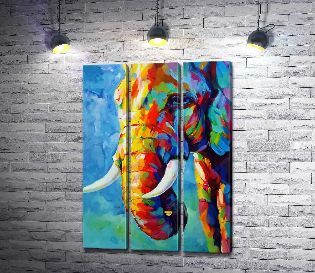 

Модульная картина ArtPoster Яркие краски в силуэте слона 60x85 см Модуль №11