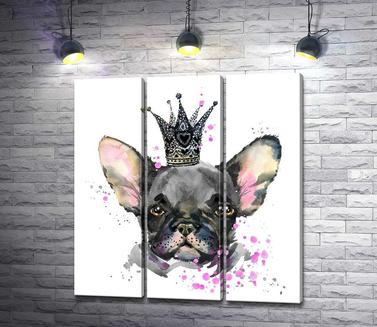 

Модульная картина ArtPoster Черный французский бульдог в ажурной короне 60x65 см Модуль №11