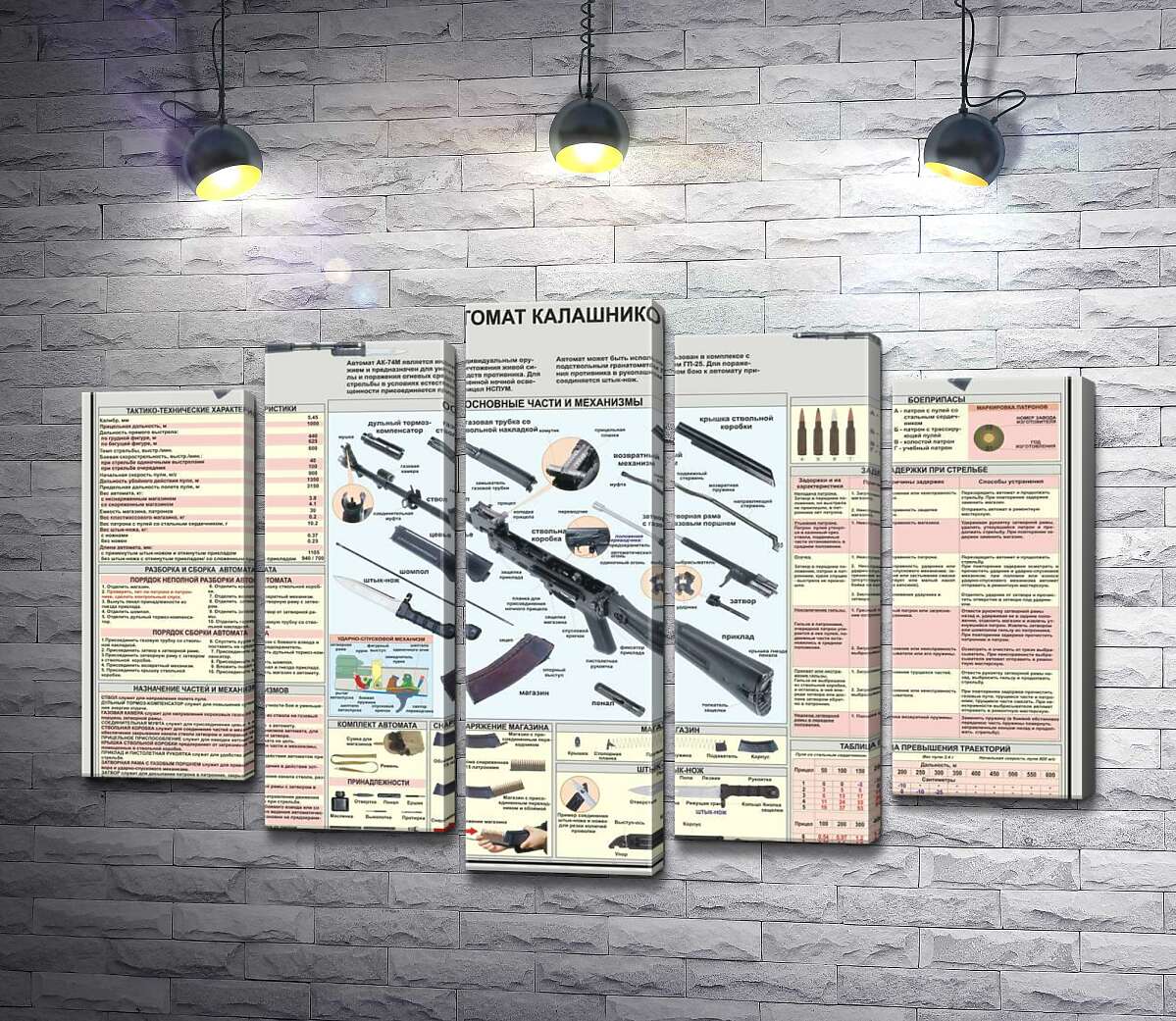 

Модульная картина ArtPoster Учебный плакат автомата Калашникова (АК – 74М) 130x88 см Модуль №26