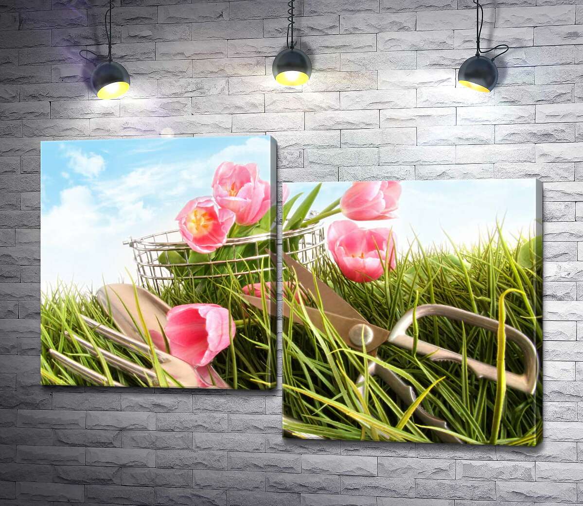 

Модульная картина ArtPoster Только срезанные тюльпаны потерялись в траве 130x88 см Модуль №5