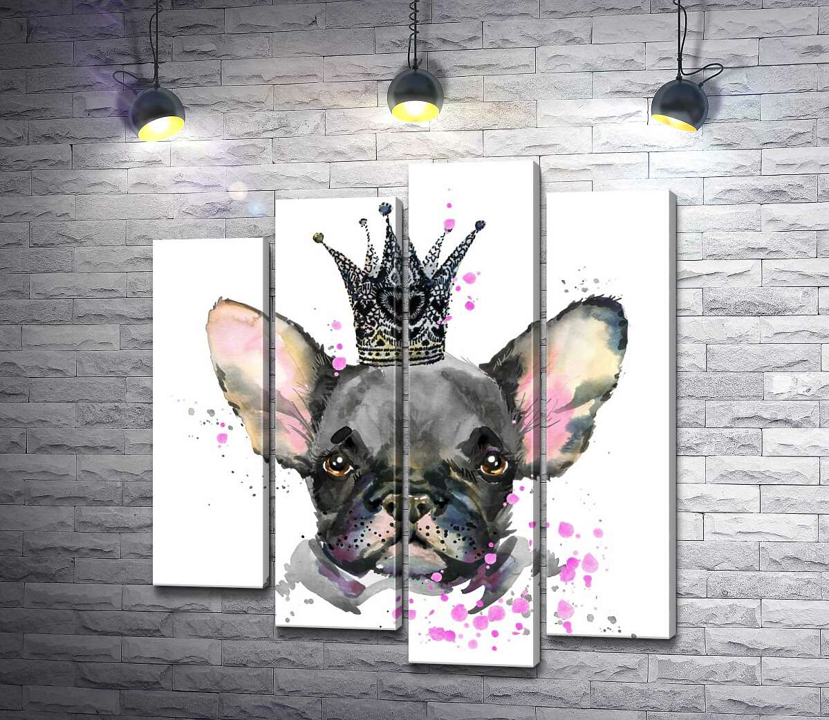 

Модульная картина ArtPoster Черный французский бульдог в ажурной короне 132x144 см Модуль №21