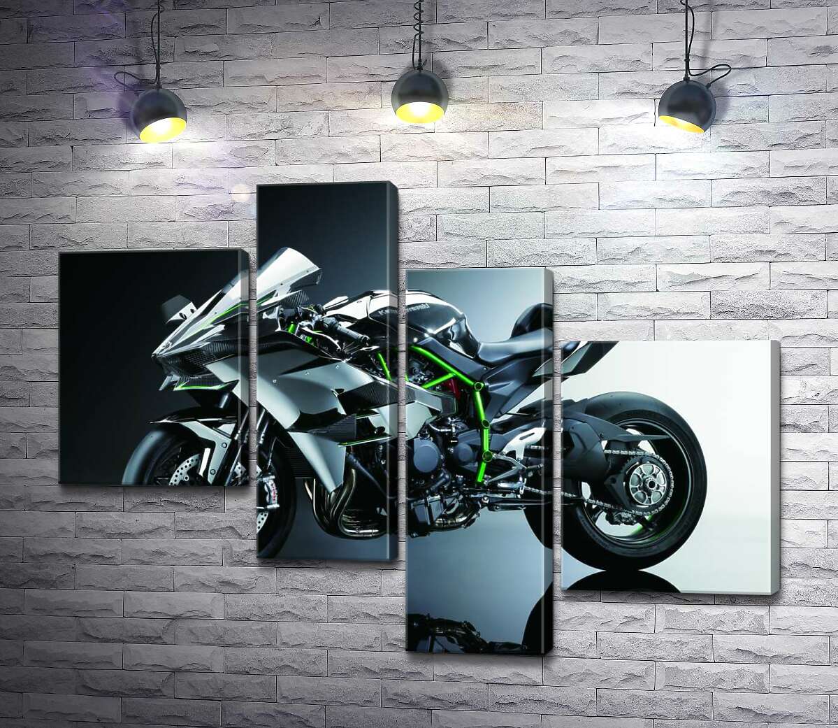 

Модульная картина ArtPoster Черный блеск мотоцикла Kawasaki Ninja 100x77 см Модуль №20