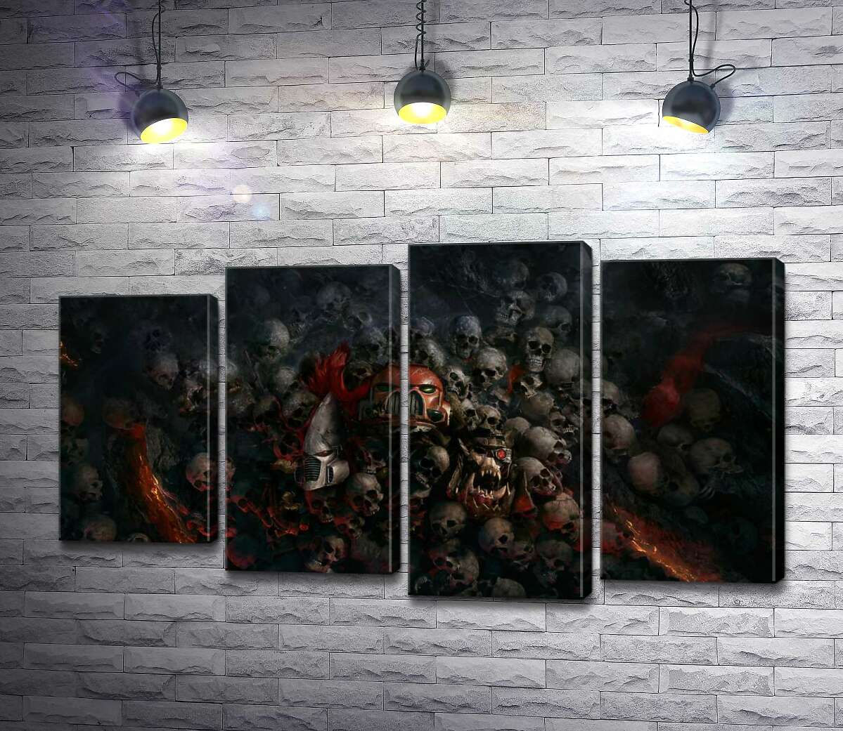 

Модульная картина ArtPoster Черепа проигравших роботов и людей на постере к видеоигре "Warhammer 40,000: Рассвет Войны" (Warhammer 40,000: Dawn of War) 80x47 см Модуль №21