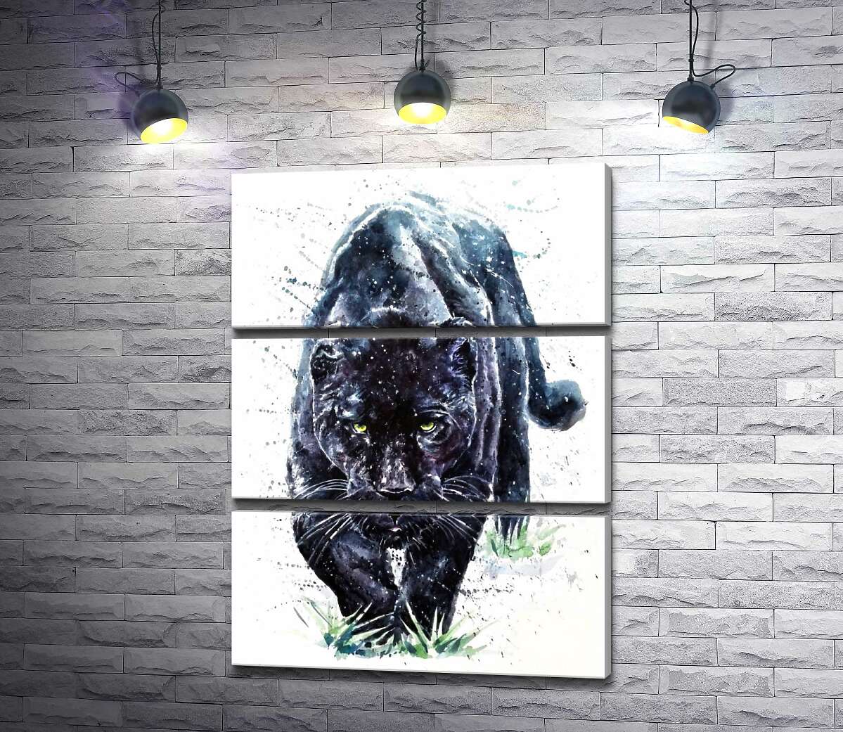 

Модульная картина ArtPoster Черная пантера не спеша крадется по ковру травы 100x135 см Модуль №13