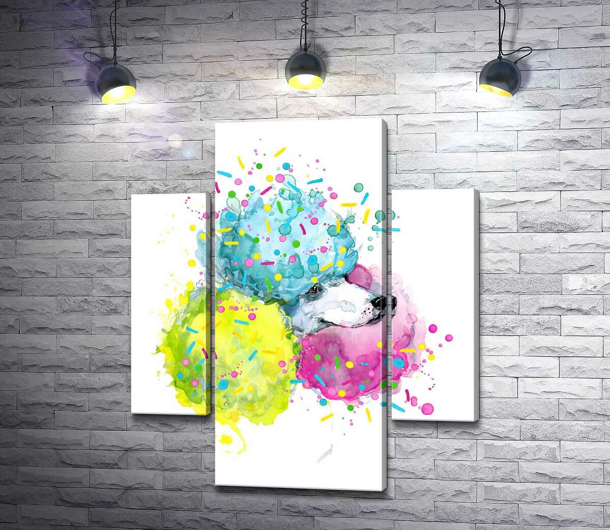 

Модульная картина ArtPoster Цветная шерсть пушистого пуделя 100x119 см Модуль №7