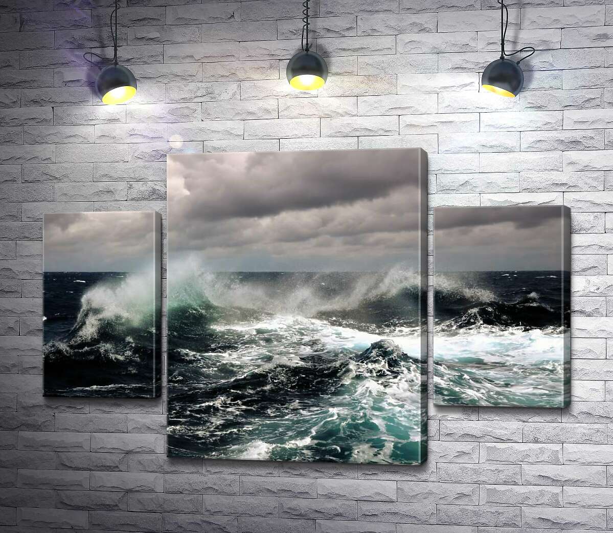 

Модульная картина ArtPoster Штормовые волны бушуют в темных водах океана 80x54 см Модуль №7