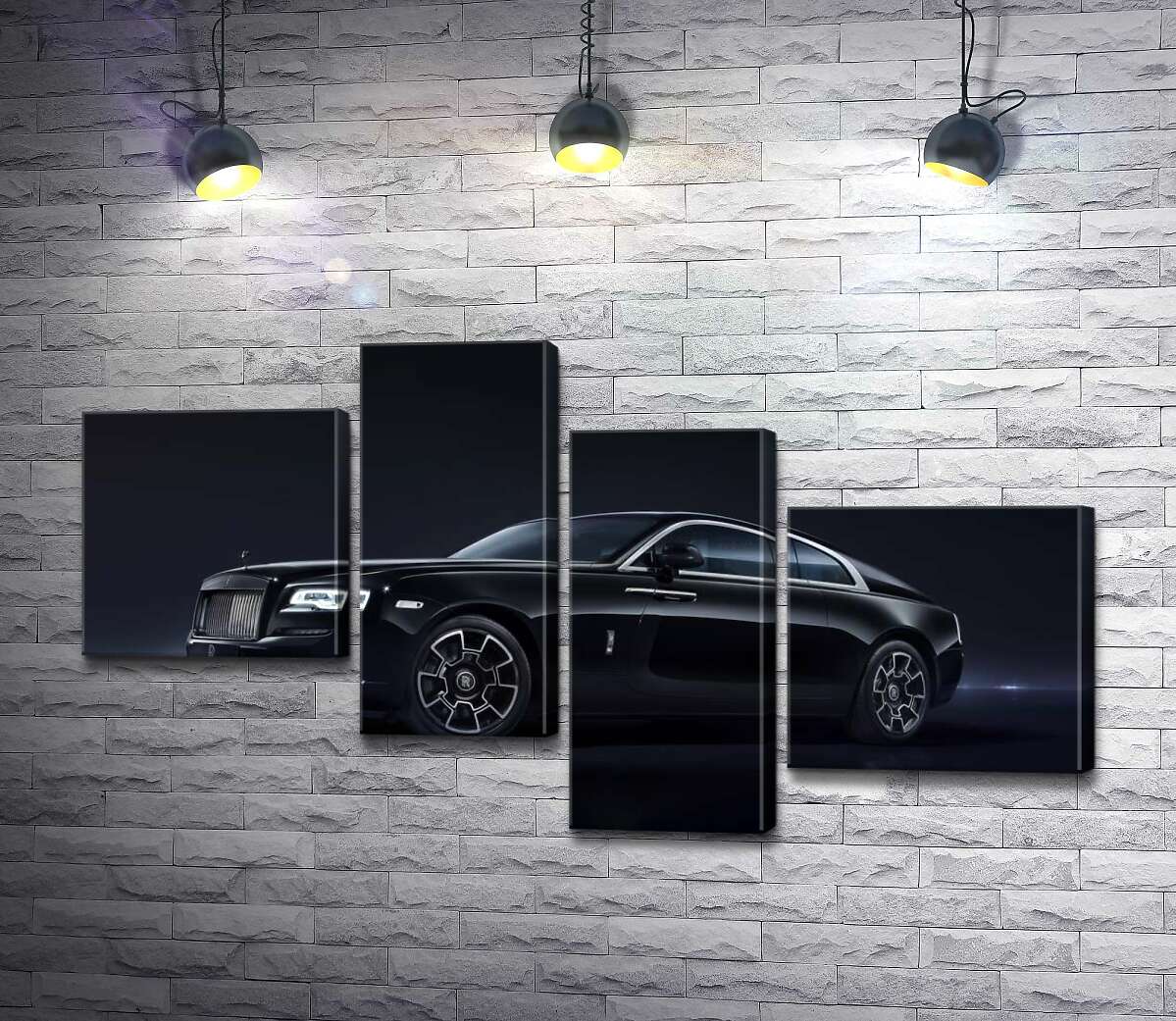 

Модульная картина ArtPoster Черный автомобиль класса люкс Роллс-Ройс (Rolls-Royce Wraith Black Badge) 130x74 см Модуль №20