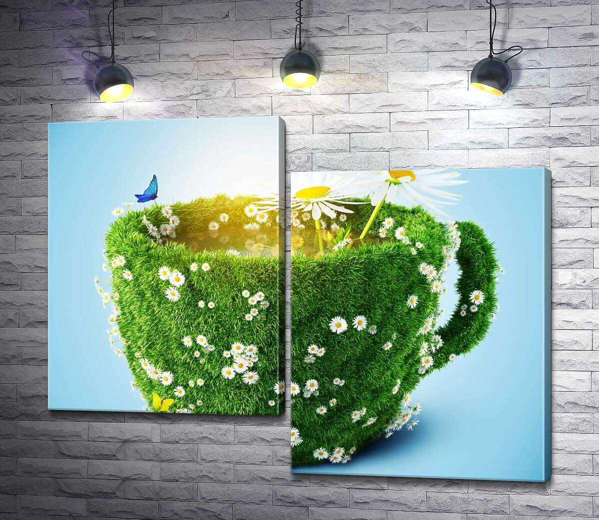 

Модульная картина ArtPoster Чашка из зелени травы и ромашек 130x102 см Модуль №5