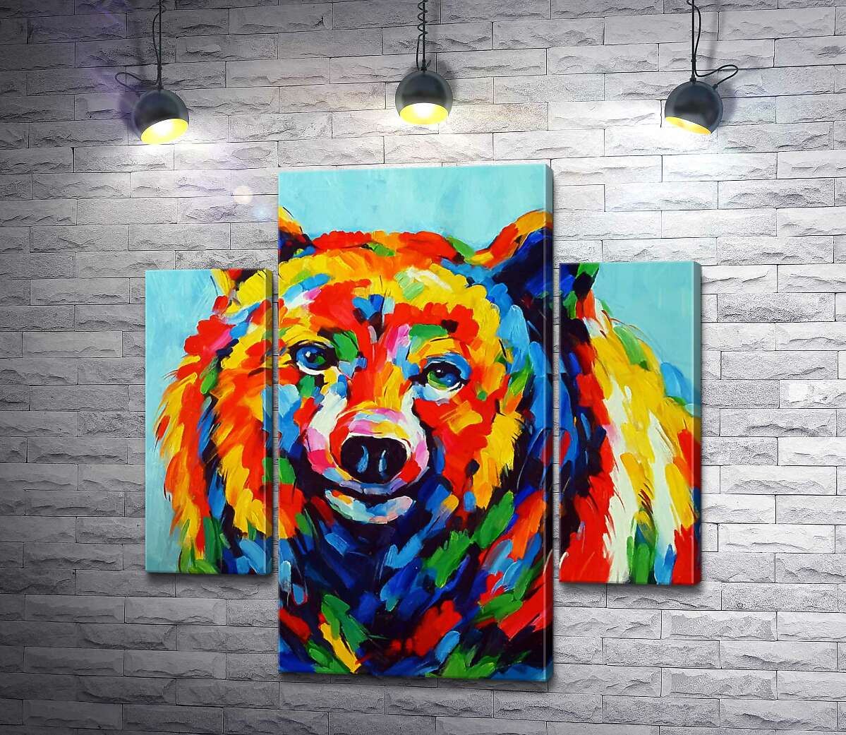 

Модульная картина ArtPoster Цветной медведь внимательно наблюдает 100x104 см Модуль №7