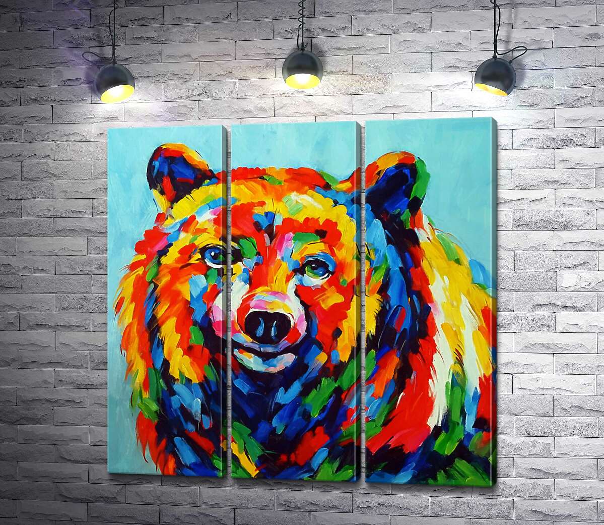 

Модульная картина ArtPoster Цветной медведь внимательно наблюдает 132x133 см Модуль №11