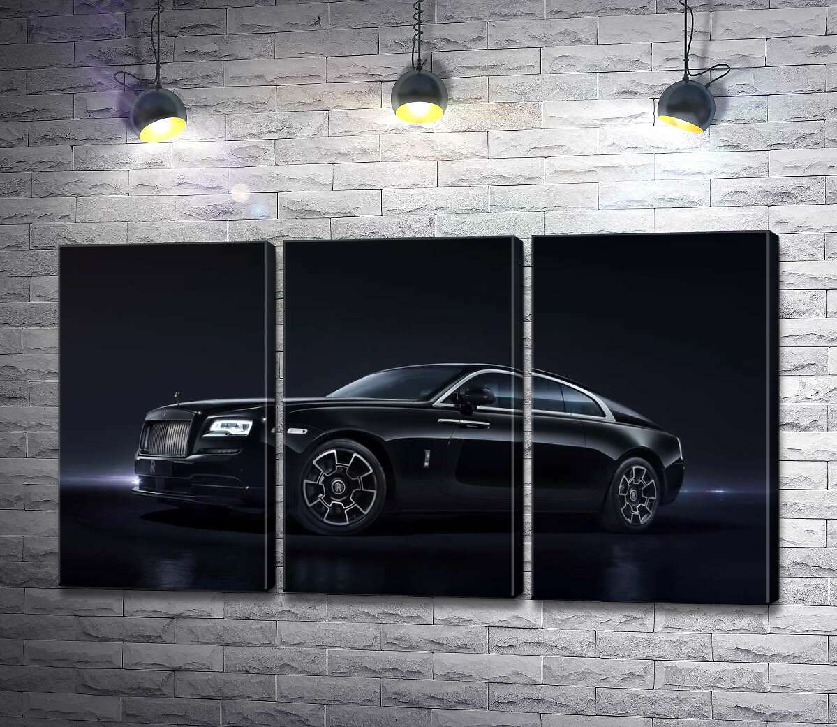 

Модульная картина ArtPoster Черный автомобиль класса люкс Роллс-Ройс (Rolls-Royce Wraith Black Badge) 60x34 см Модуль №11