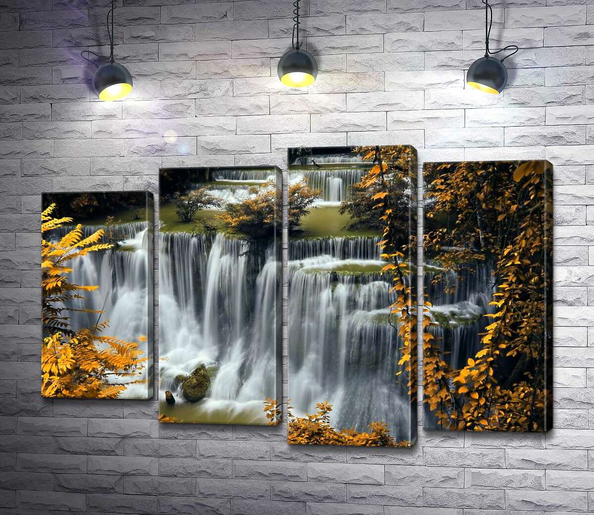 

Модульная картина ArtPoster Шумный водопад в обрамлении золота осеннего леса 80x56 см Модуль №21