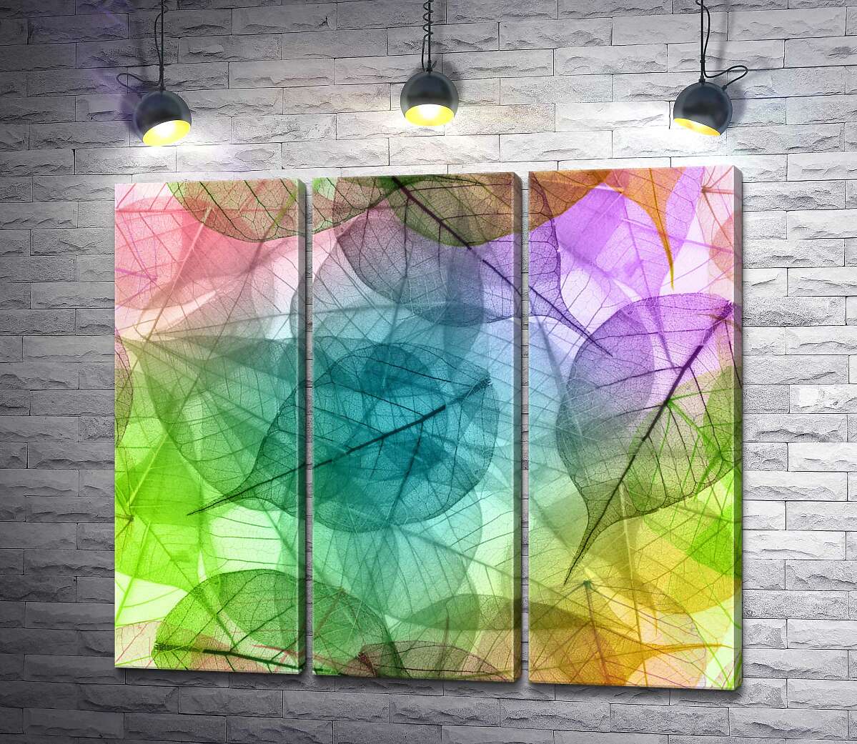

Модульная картина ArtPoster Цветная витинанка из прозрачных листочков 60x54 см Модуль №11