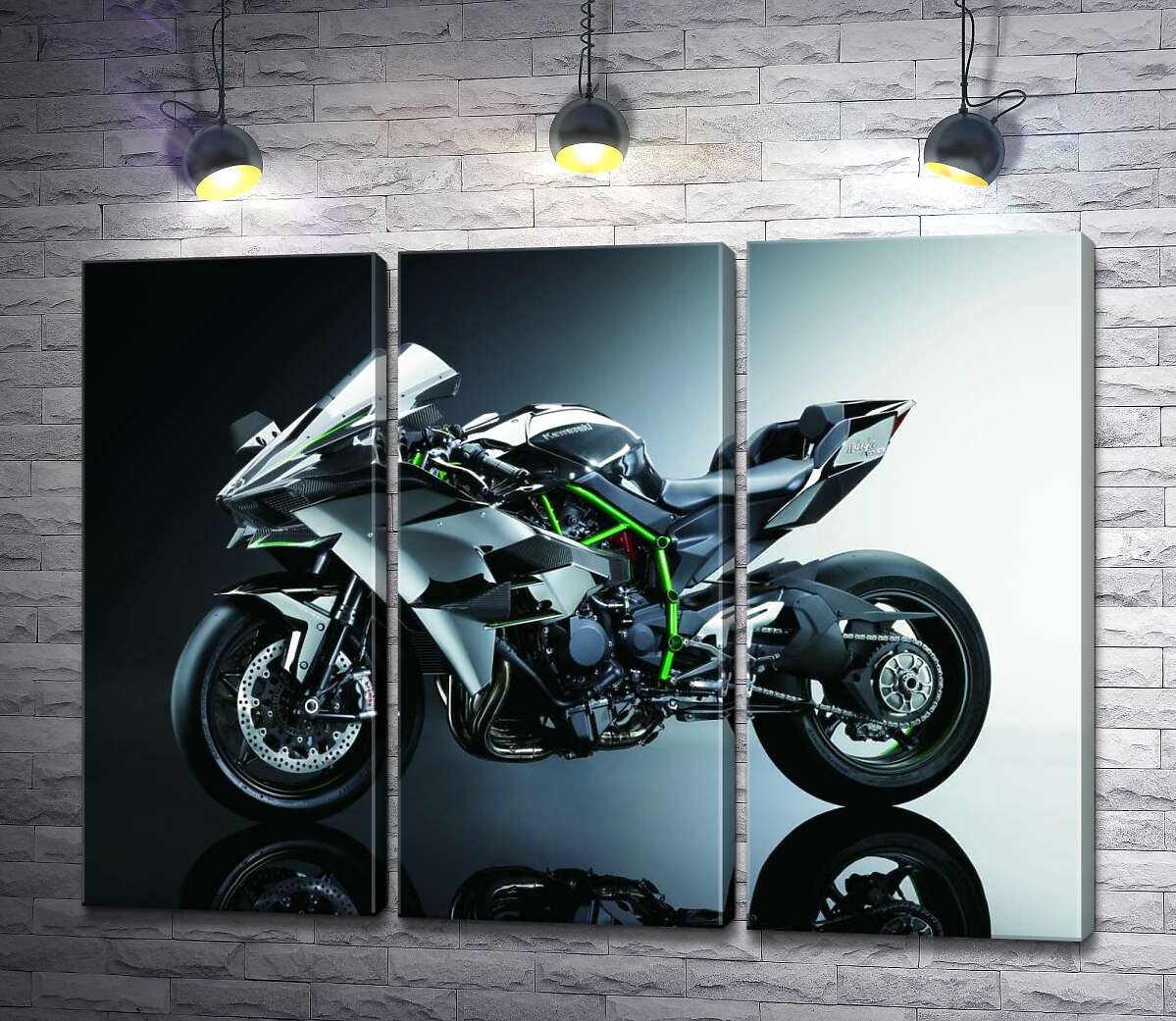 

Модульная картина ArtPoster Черный блеск мотоцикла Kawasaki Ninja 102x75 см Модуль №11