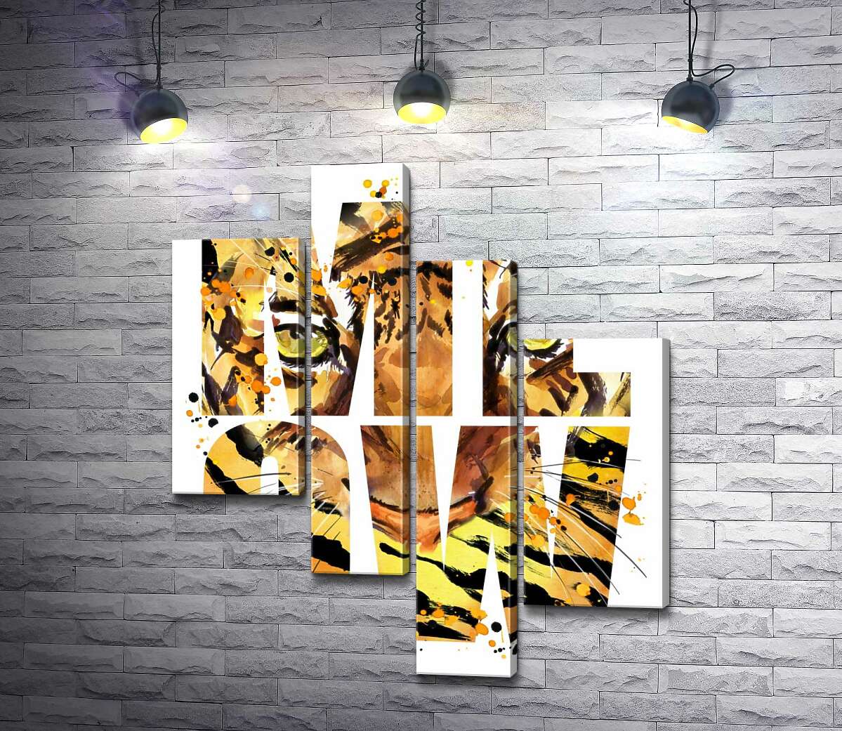 

Модульная картина ArtPoster Хищный взгляд тигра в буквах "meow" 130x155 см Модуль №20