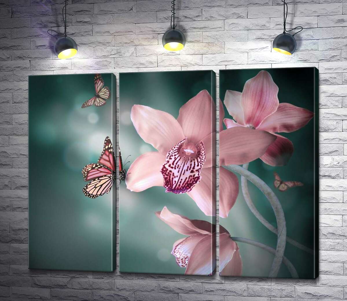 

Модульная картина ArtPoster Цветные бабочки парят среди остролистых орхидей 60x47 см Модуль №11