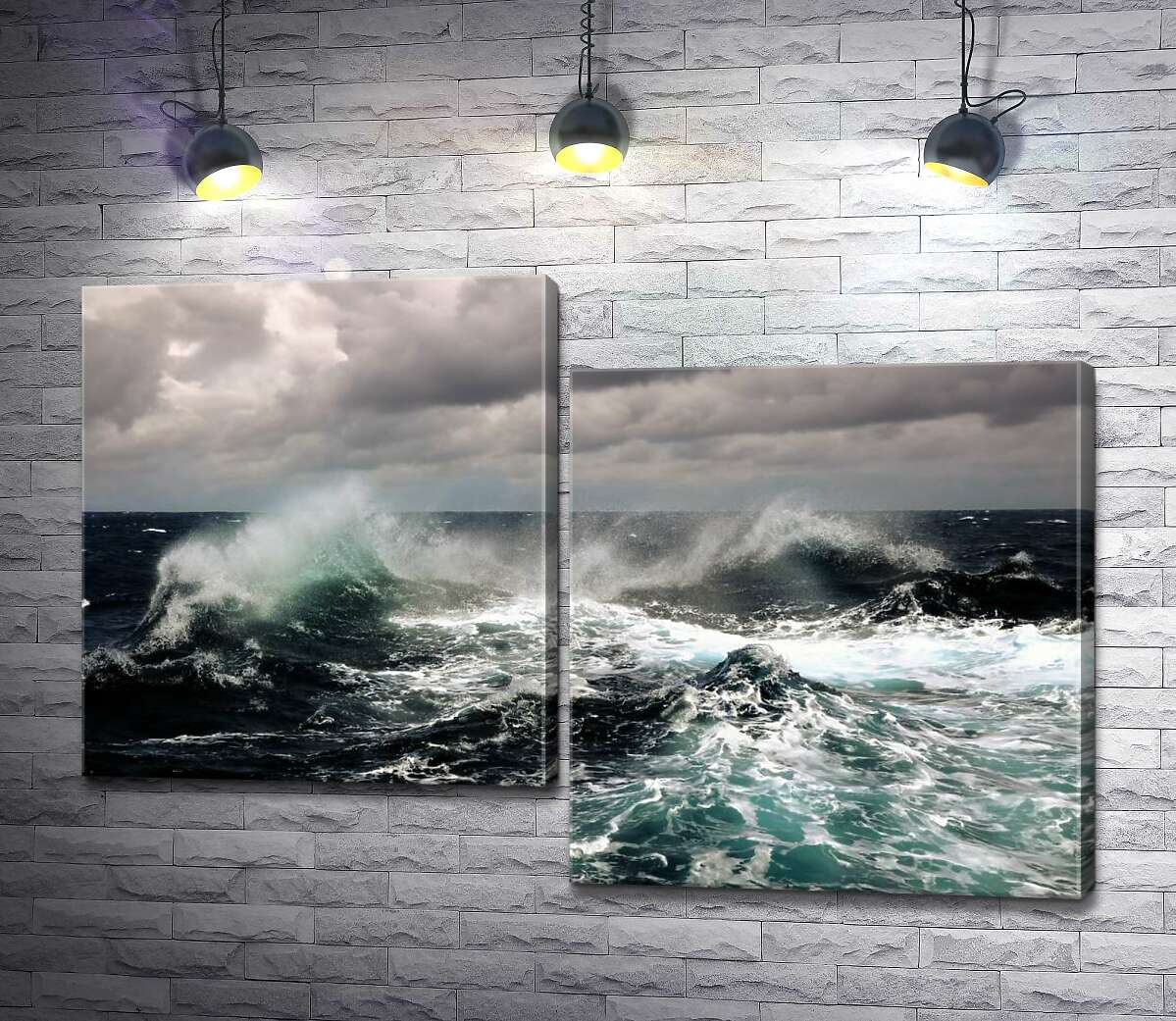 

Модульная картина ArtPoster Штормовые волны бушуют в темных водах океана 130x87 см Модуль №5