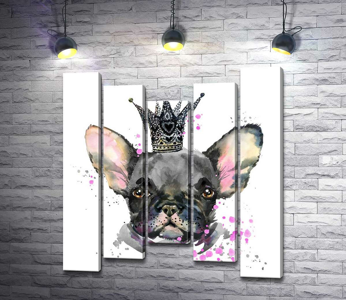 

Модульная картина ArtPoster Черный французский бульдог в ажурной короне 130x144 см Модуль №28