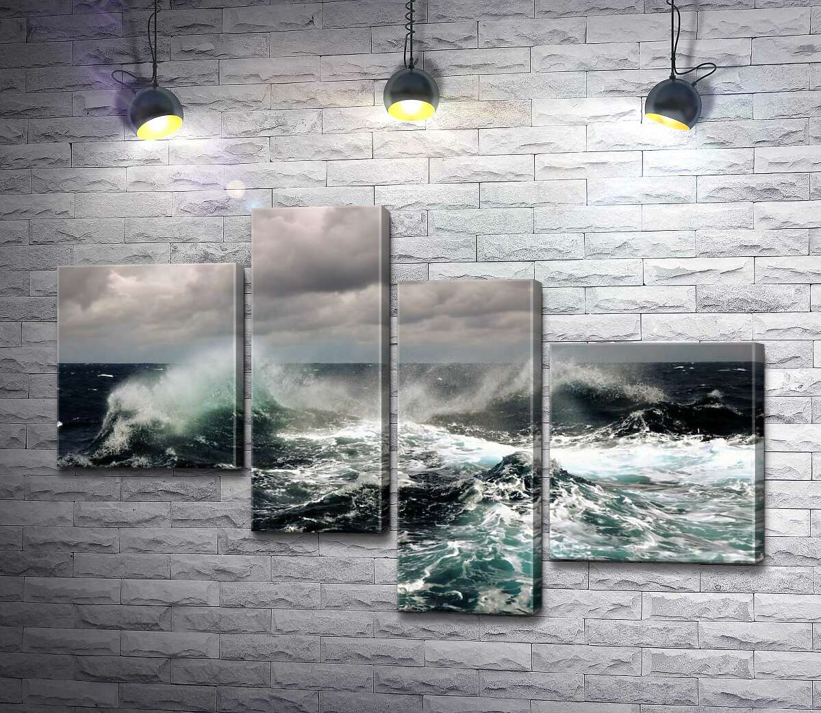 

Модульная картина ArtPoster Штормовые волны бушуют в темных водах океана 100x67 см Модуль №20