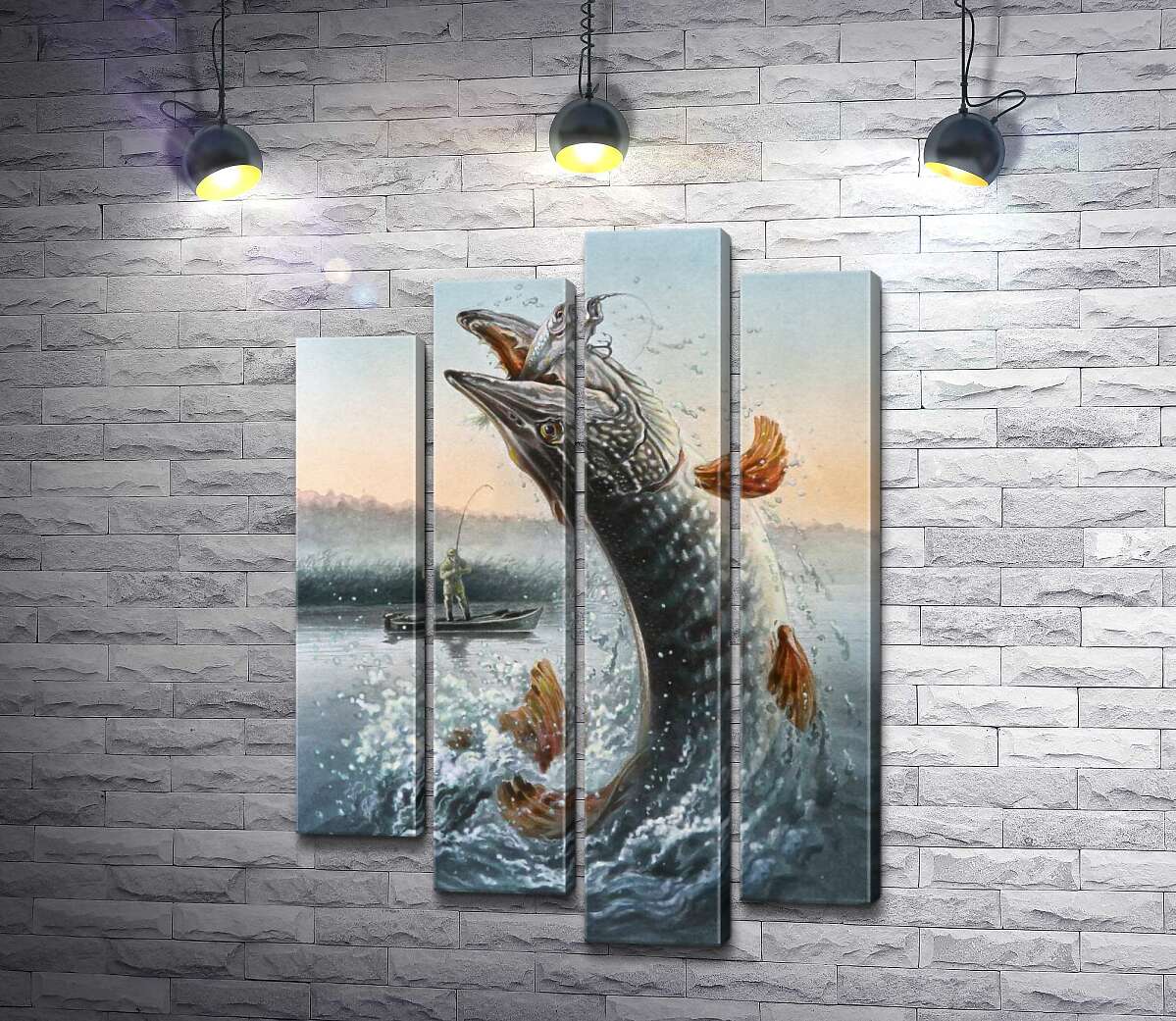 

Модульная картина ArtPoster Щука выпрыгнула из воды, ловя приманку 100x143 см Модуль №21
