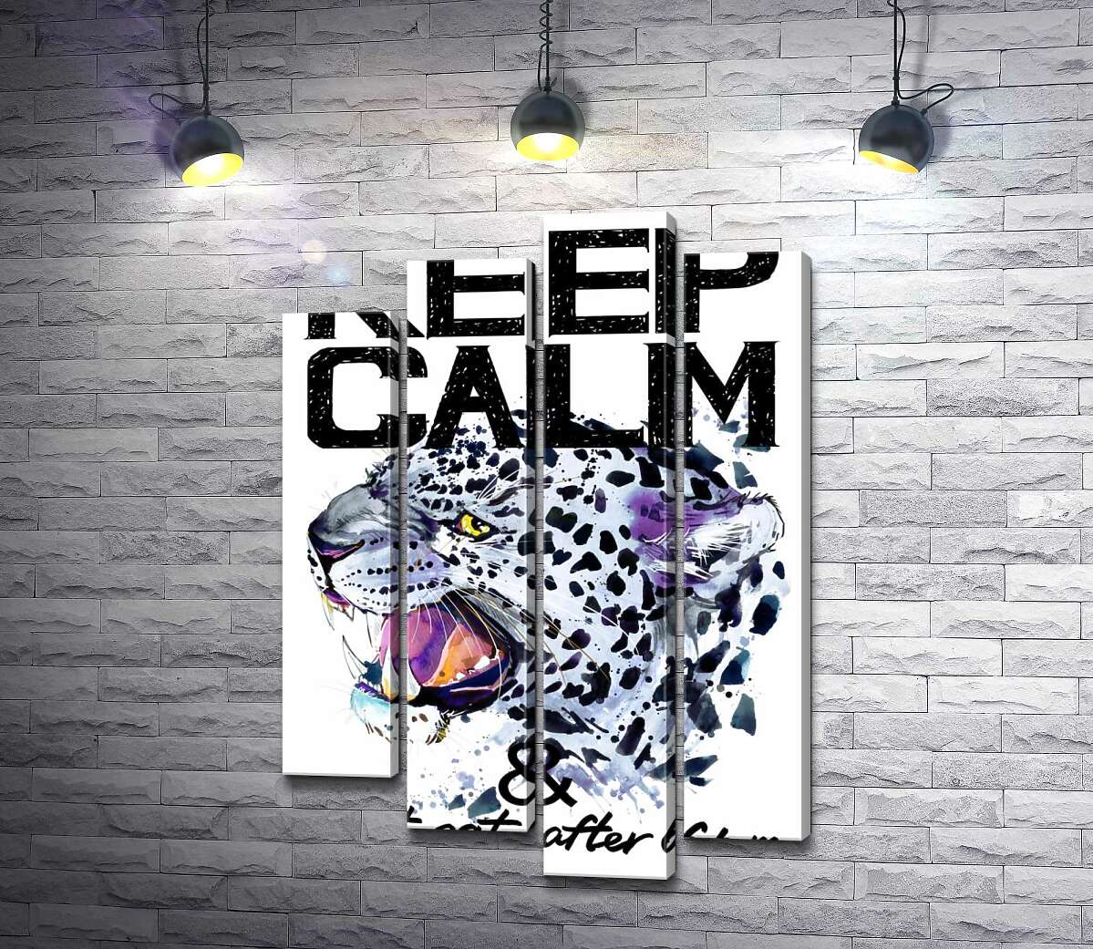 

Модульная картина ArtPoster Хищный леопард среди надписи "keep calm and don't eat after 6 p.m." 100x147 см Модуль №21
