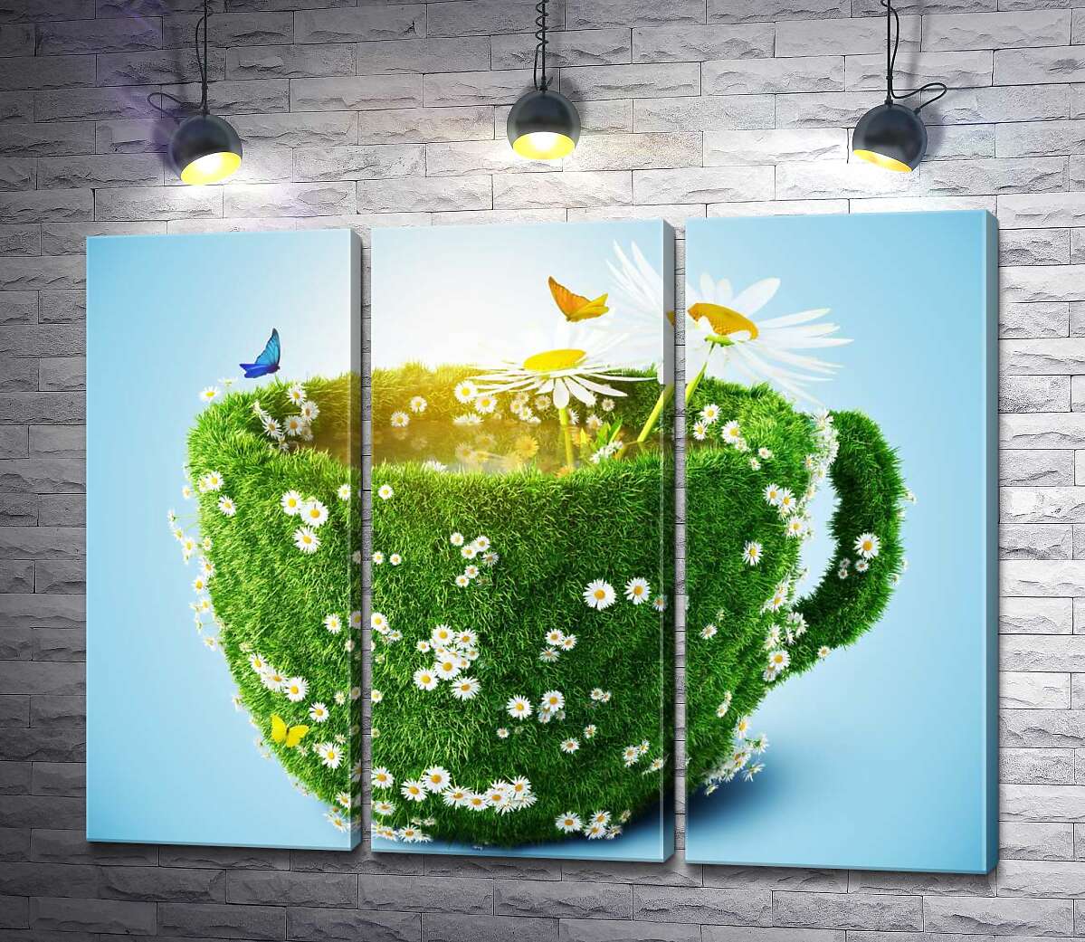 

Модульная картина ArtPoster Чашка из зелени травы и ромашек 132x101 см Модуль №11