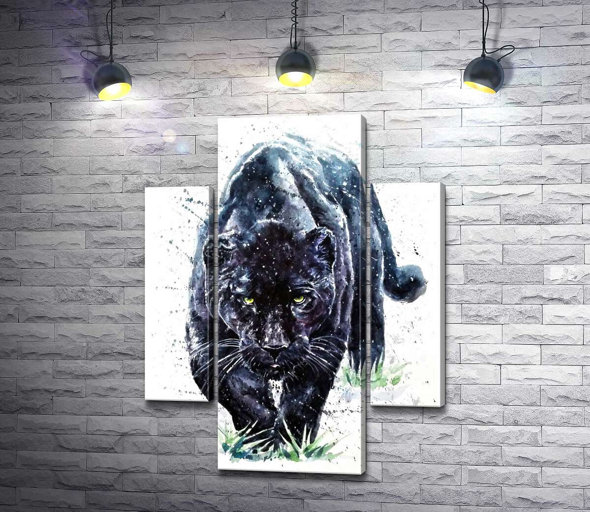 

Модульная картина ArtPoster Черная пантера не спеша крадется по ковру травы 131x174 см Модуль №7