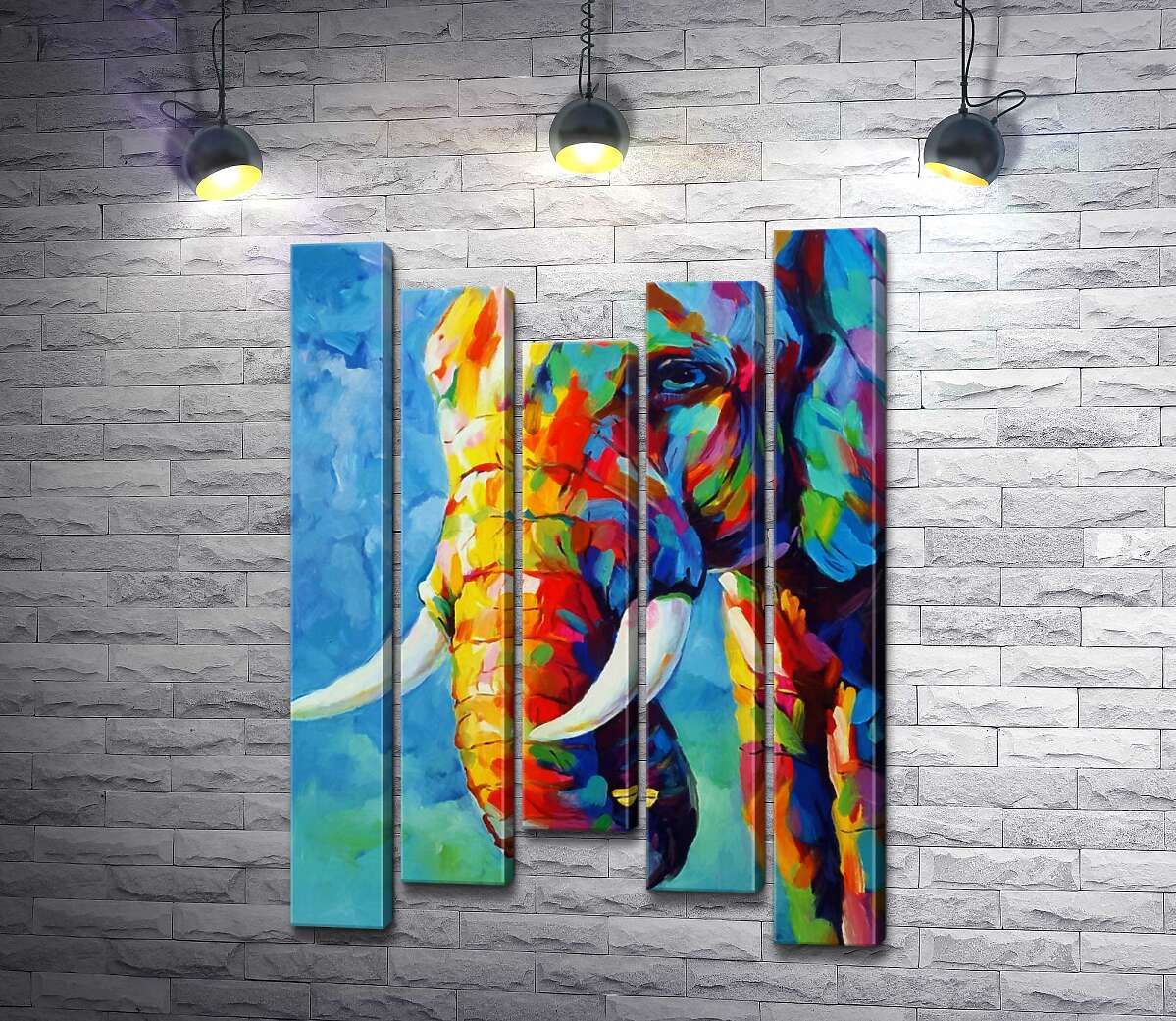 

Модульная картина ArtPoster Яркие краски в силуэте слона 130x186 см Модуль №28