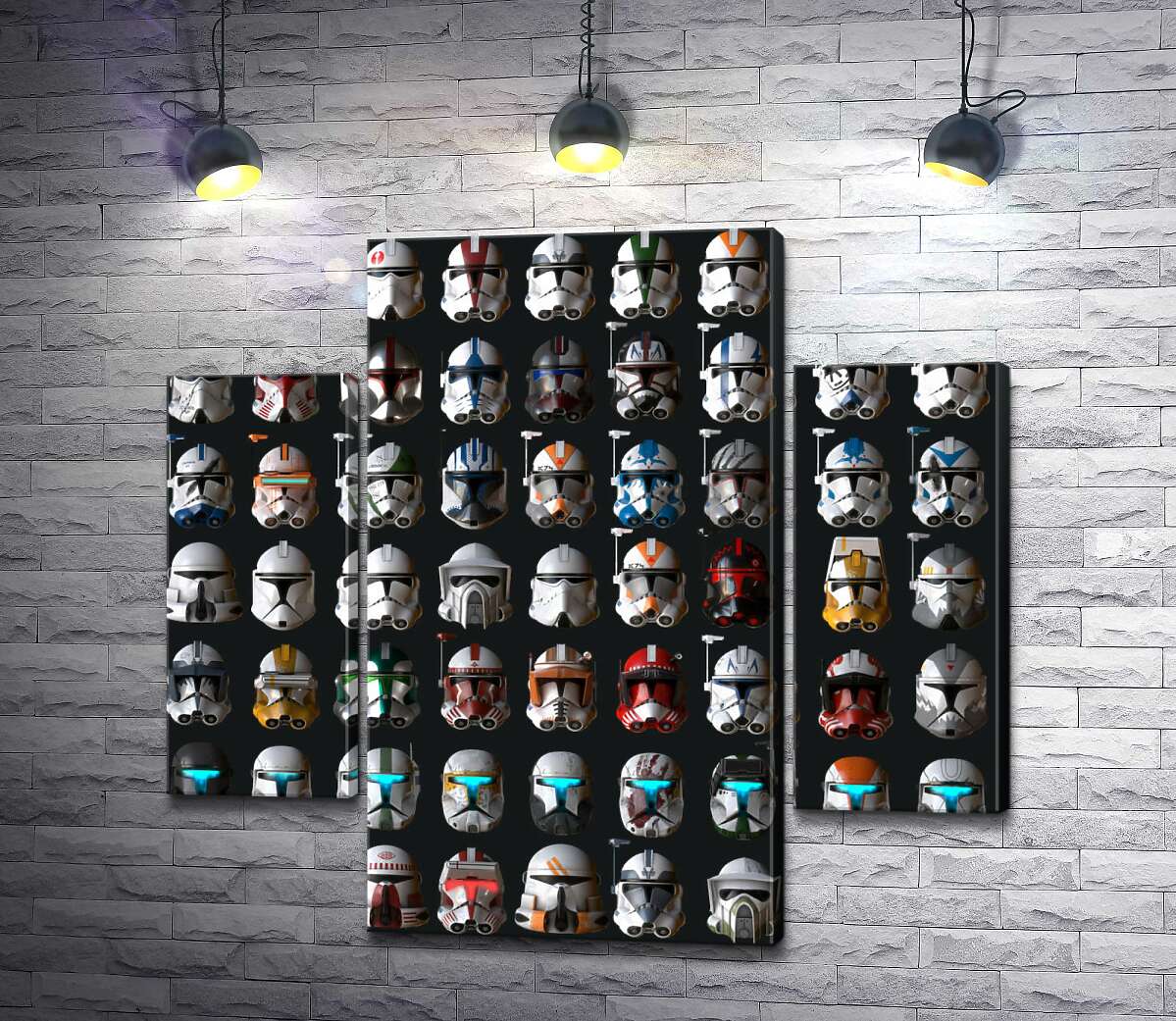

Модульная картина ArtPoster Цветные шлемы клонов из Звездных войн (Star Wars) 100x94 см Модуль №7