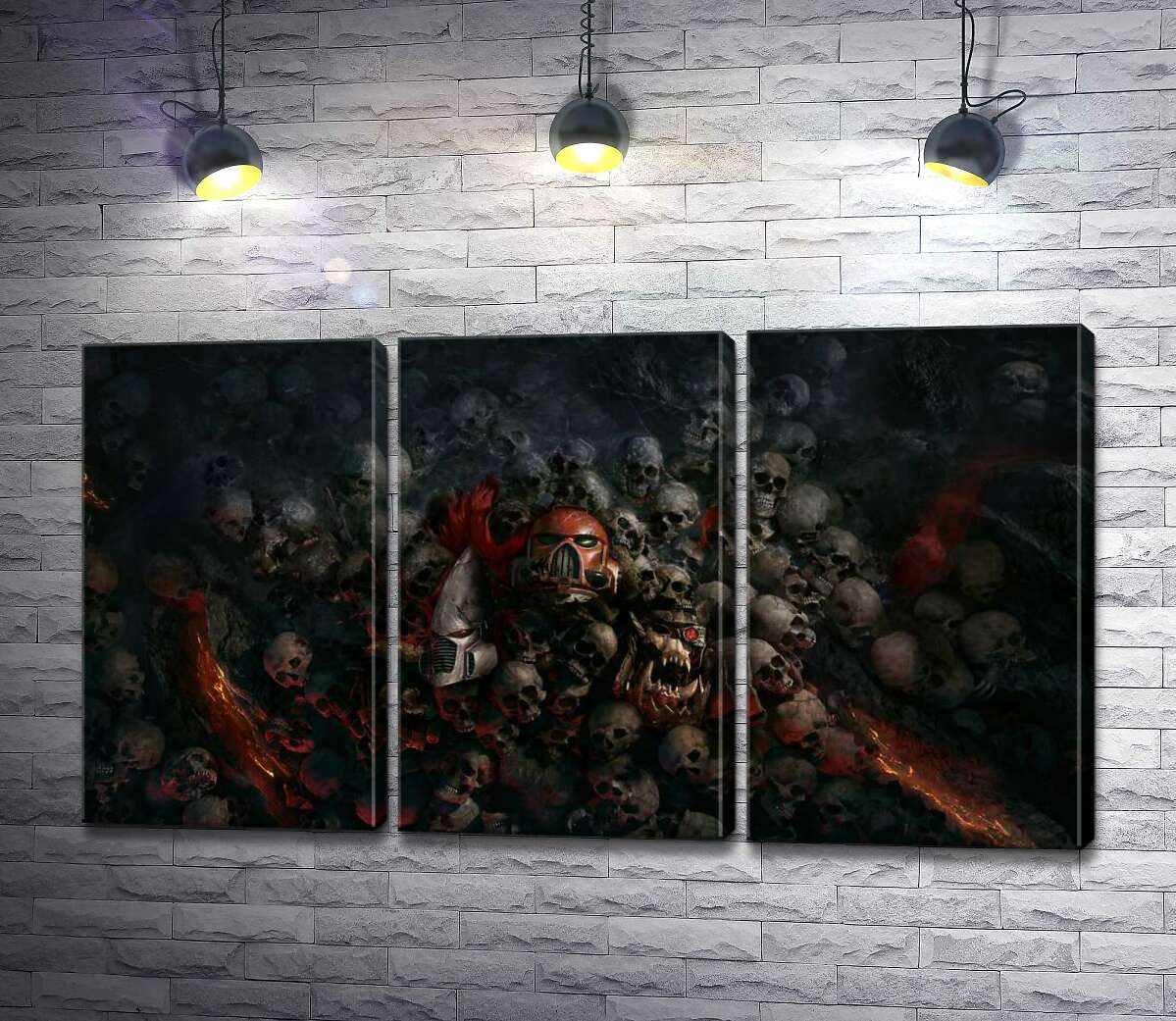 

Модульная картина ArtPoster Черепа проигравших роботов и людей на постере к видеоигре "Warhammer 40,000: Рассвет Войны" (Warhammer 40,000: Dawn of War) 132x73 см Модуль №11